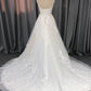 Straps V Neck  Lace Appliques A-line  Wedding Dress With Train C0010