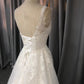 Straps V Neck  Lace Appliques A-line  Wedding Dress With Train C0010