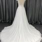 Cap sleeves V Neck  Lace With Beads  A-line  Wedding Dress With Train C0011
