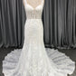 Straps Lace With Beads  Mermaid  Wedding Dress With Train C0014