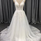 Straps Tulle With Lace Appliques A-line Wedding Dress With Train C0015