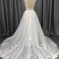 Straps Tulle With Lace Appliques A-line Wedding Dress With Train C0015