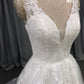 Straps Tulle With Lace Appliques A-line Wedding Dress With Train C0015