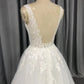 Straps Tulle With Lace Appliques A-line Wedding Dress With Train C0015