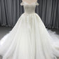 Sweetheart Neck Off The Should  Tulle With Lace Appliques A-line Wedding Dress With Train C0016