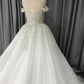 Sweetheart Neck Off The Should  Tulle With Lace Appliques A-line Wedding Dress With Train C0016