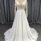 Long Sleeves  Chiffon With Lace  A-line Wedding Dress With Train C0017