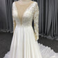 Long Sleeves  Chiffon With Lace  A-line Wedding Dress With Train C0017