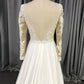 Long Sleeves  Chiffon With Lace  A-line Wedding Dress With Train C0017