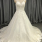 Round Neck Tulle With  Lace  Appliques A-line Wedding Dress With Train C0018