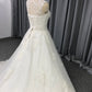 Round Neck Tulle With  Lace  Appliques A-line Wedding Dress With Train C0018
