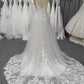 Lace Spaghetti Straps  V Neck A-line  Wedding Dress With Train C0022