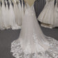 Lace Spaghetti Straps  V Neck A-line  Wedding Dress With Train C0022