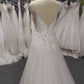 Lace Spaghetti Straps  V Neck A-line  Wedding Dress With Train C0022