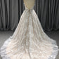 Lace Spaghetti Straps  V Neck A-line  Wedding Dress With  Sweep Train C0023