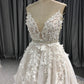 Lace Spaghetti Straps  V Neck A-line  Wedding Dress With  Sweep Train C0023