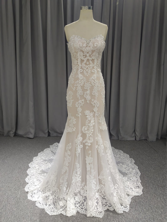 Sweetheart Neck Lace Mermaid Wedding Dress With  Train C0026