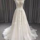 Spaghetti Straps Tulle With Lace A-line  Wedding Dress With  Train C0028