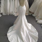Straps V Neck Satin Mermaid  Wedding Dress With  Train C0032