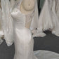 Straps V Neck Satin Mermaid  Wedding Dress With  Train C0032