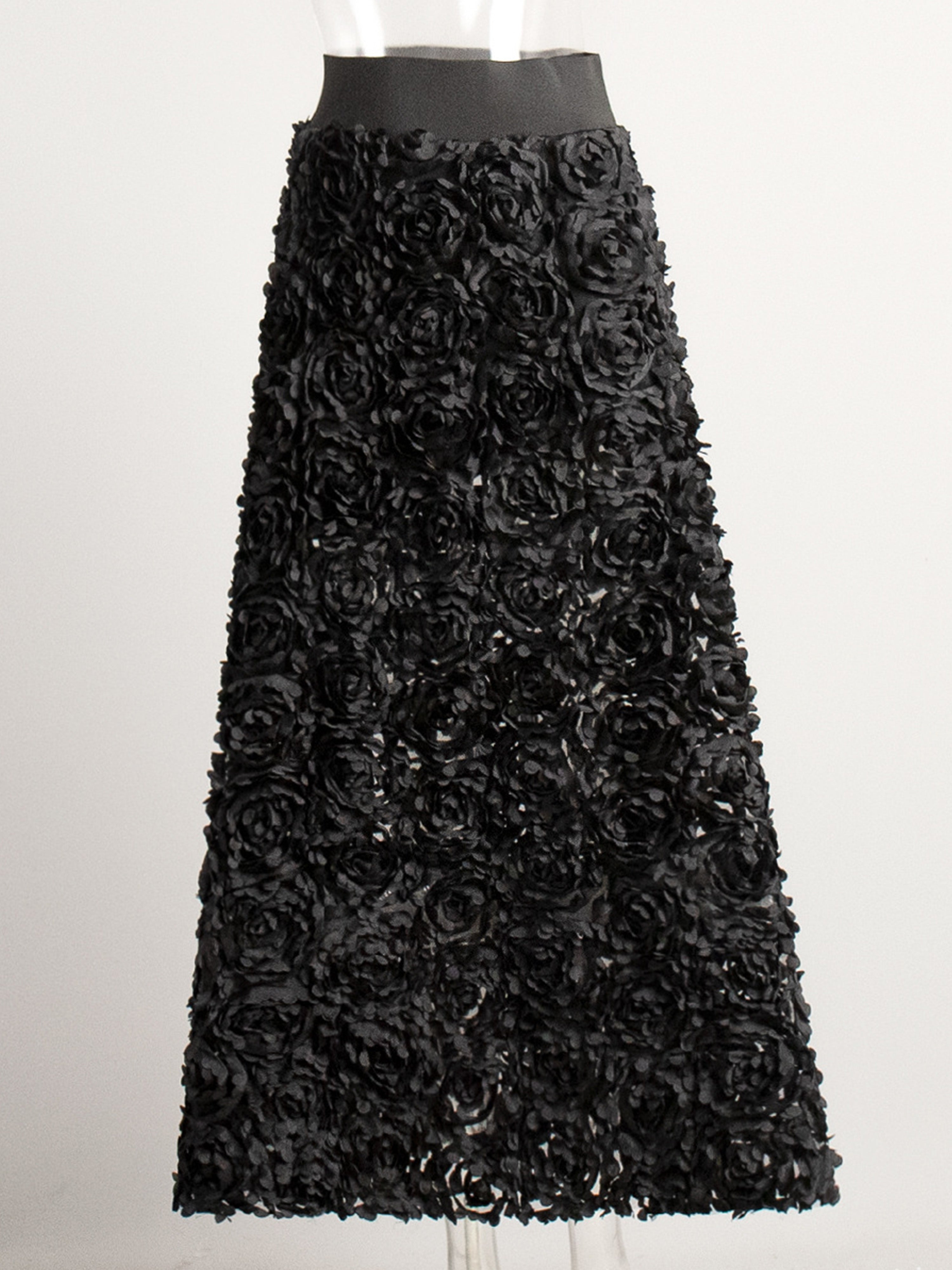 A-Line Flower Skirt Black Wedding Guest Dresses