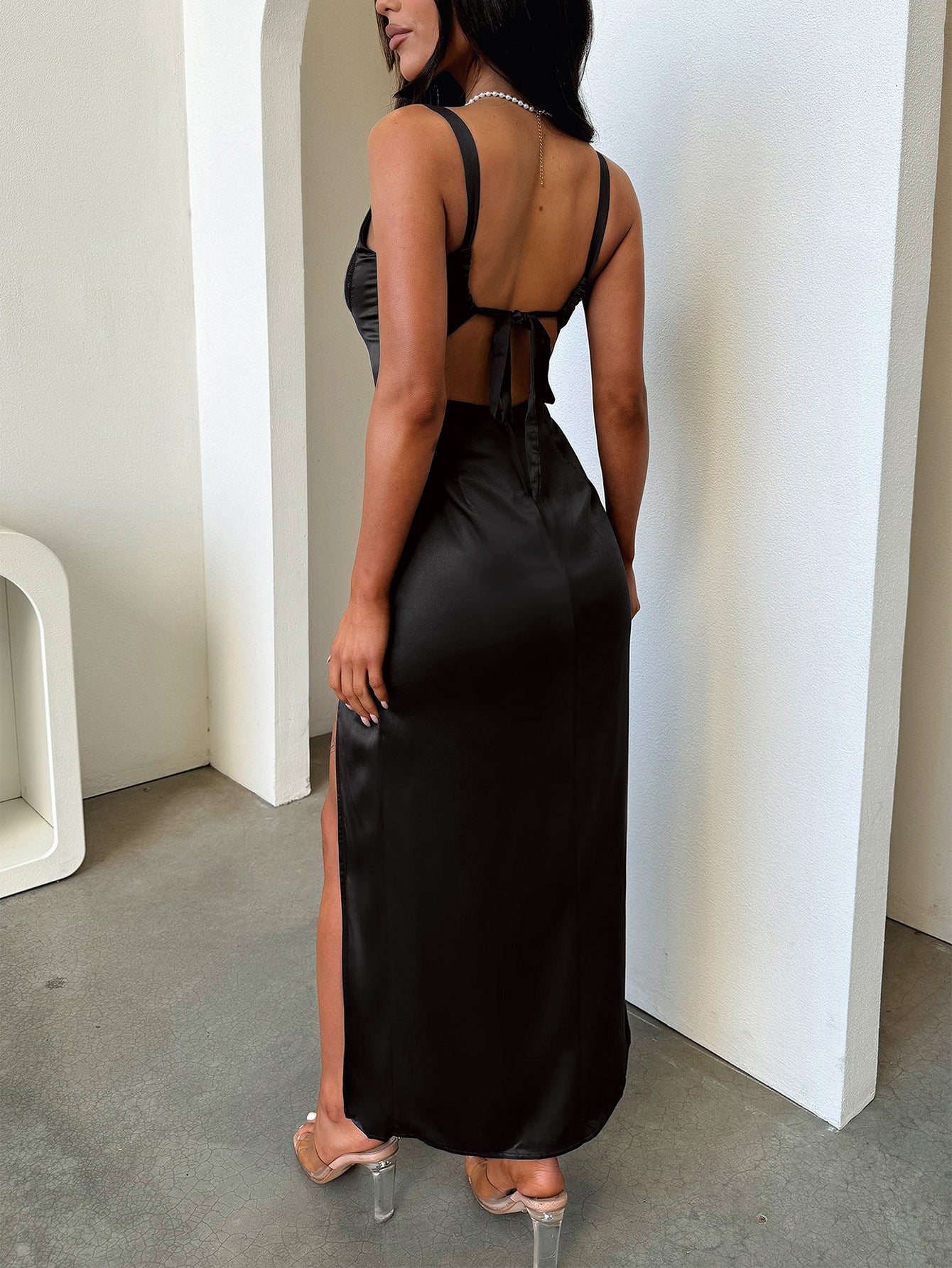Straps Black Sheath/Column Wedding Guest Dress