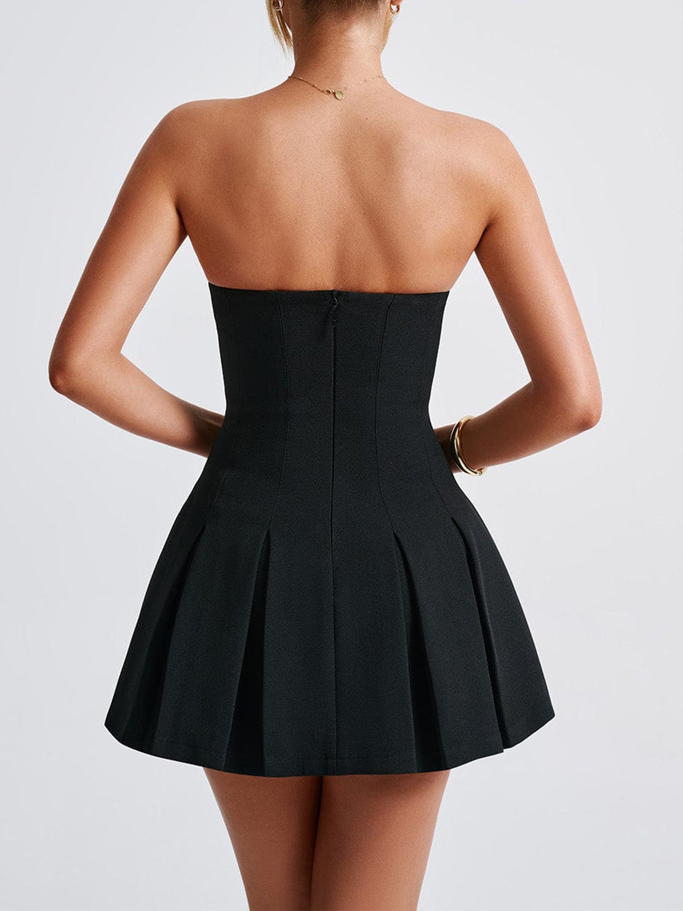 Black Strapless Mini Sleeveless Wedding Guest Dress