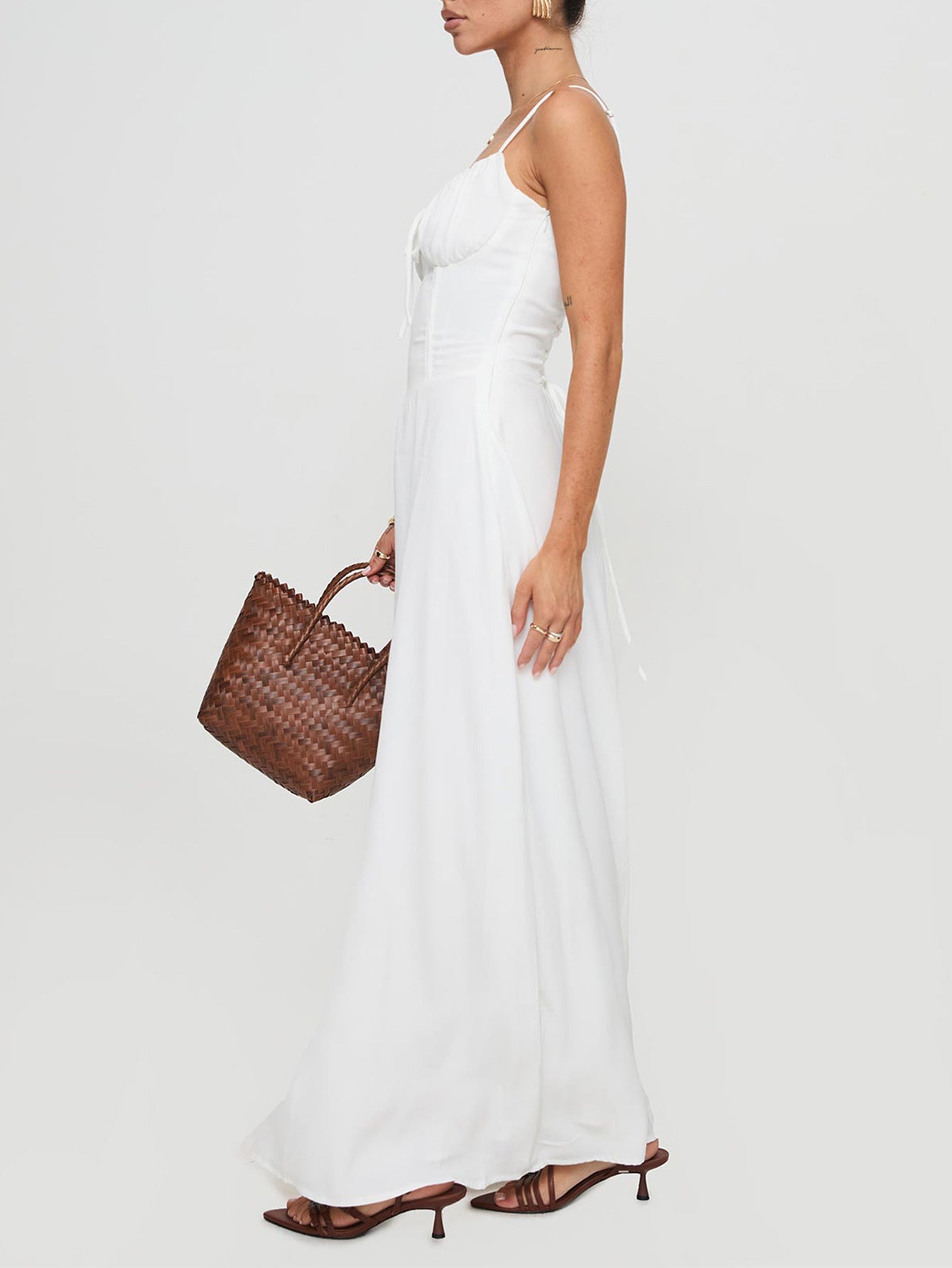 Sheath/Column Spaghetti Straps White Sleeveless Wedding Guest Dress