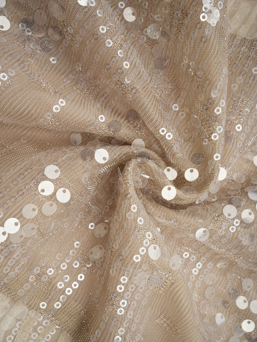 Formal  A line Glitter Champagne Prom Dresses With Long Sleeves