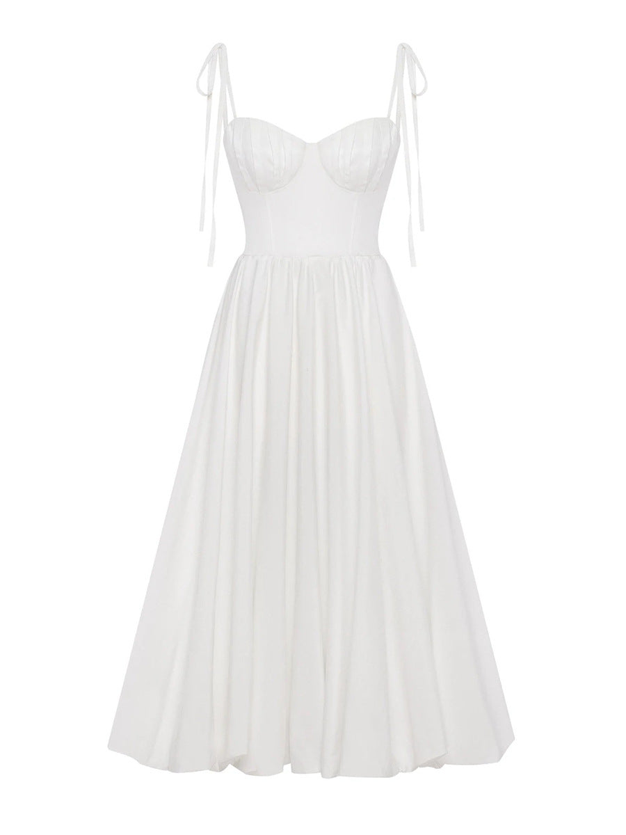 Straps A-Line White Puffy Wedding Guest Dresses
