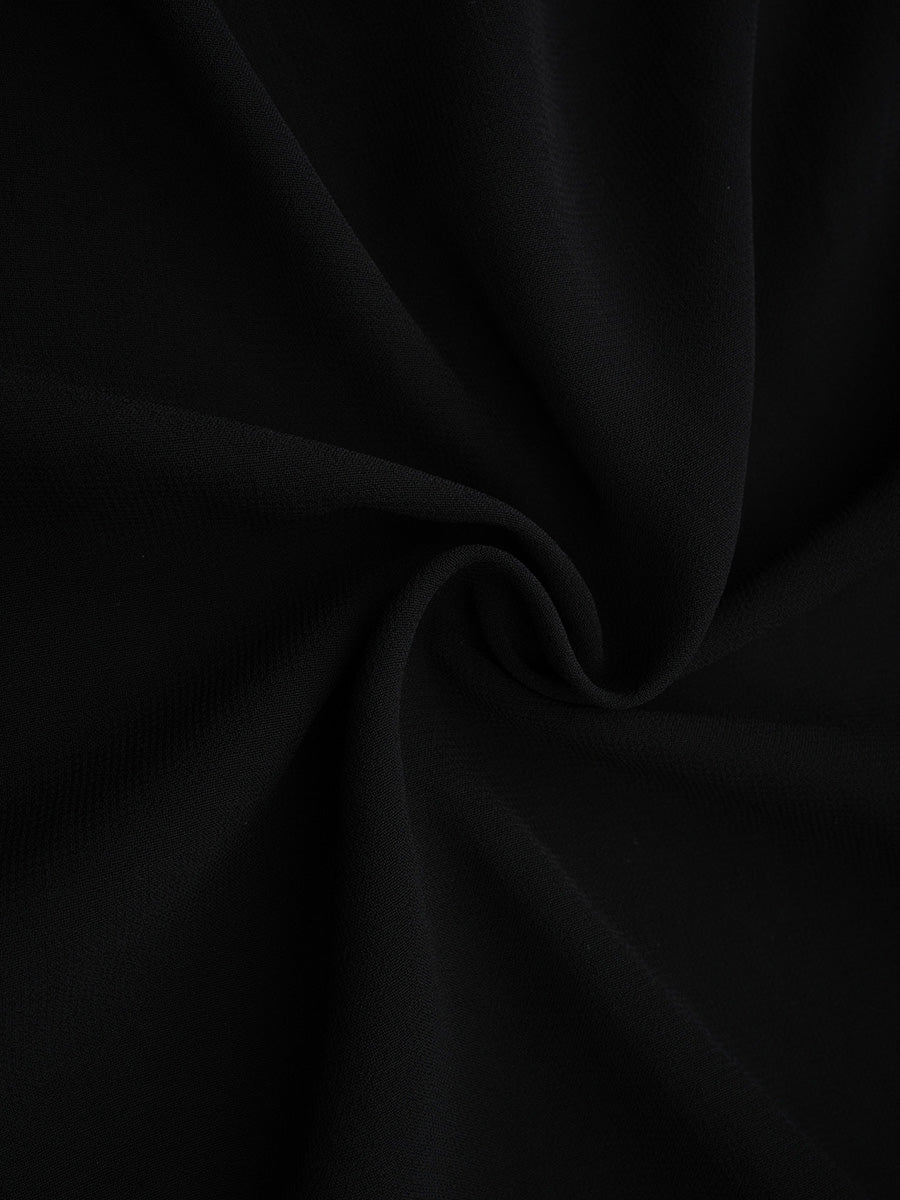 Vintage Long Black Beading Chiffon Prom Dresses With Sleeves