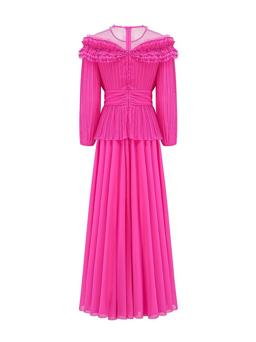 Beautiful Azalea Chiffon Beading Long Prom Dresses With Sleeves