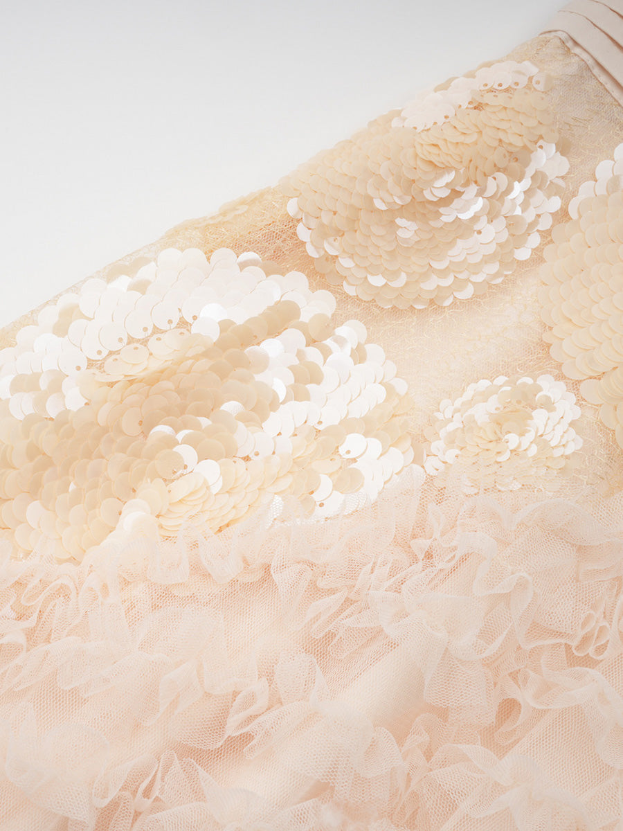 Pretty Ruffles Tulle Zipper Back Long Prom Dresses With Sleeves