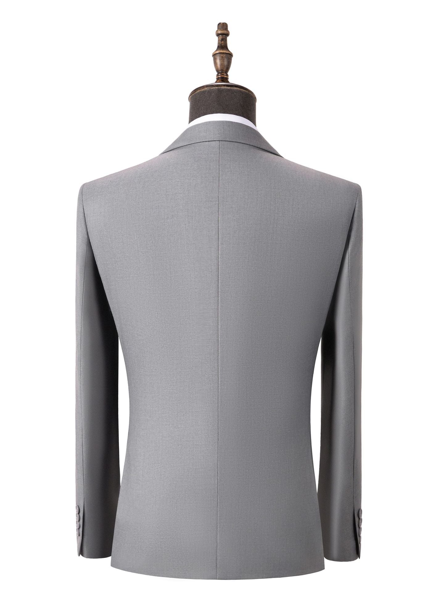 Elegant Double Breasted Vest 3 Pieces Solid Color Slim Fit Men's Suits