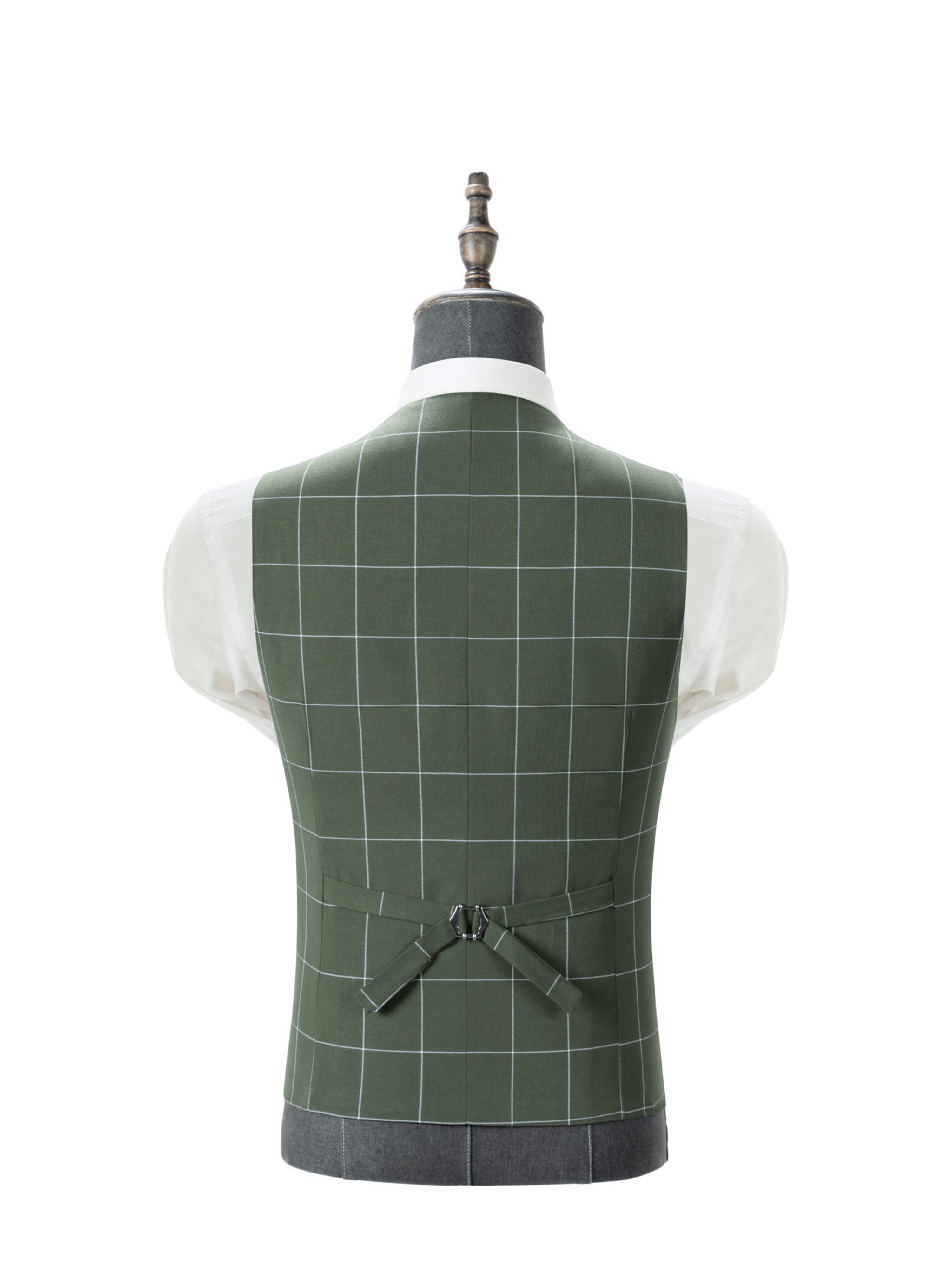 Casual Plaid 3 Pieces Slim Fit Double Breasted Vest Men's Suits