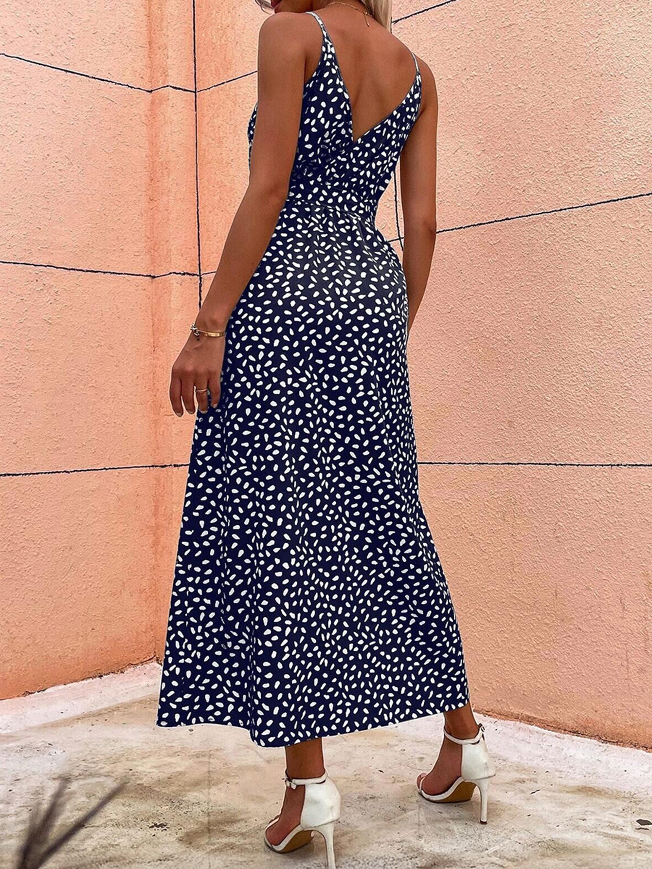 V-Neck Sleeveless Wedding Guest Dress with Split