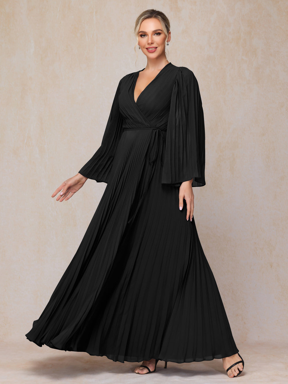 Long Sleeves Floor Length Chiffon Mother Of The Groom Dress