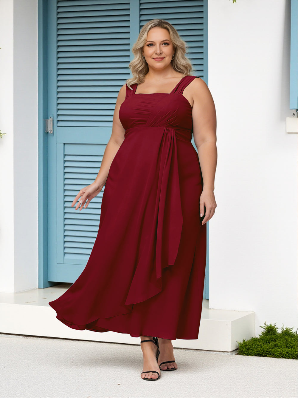 Cicinia Burgundy Plus Size Mother Of The Bride Dress With Jacket Long