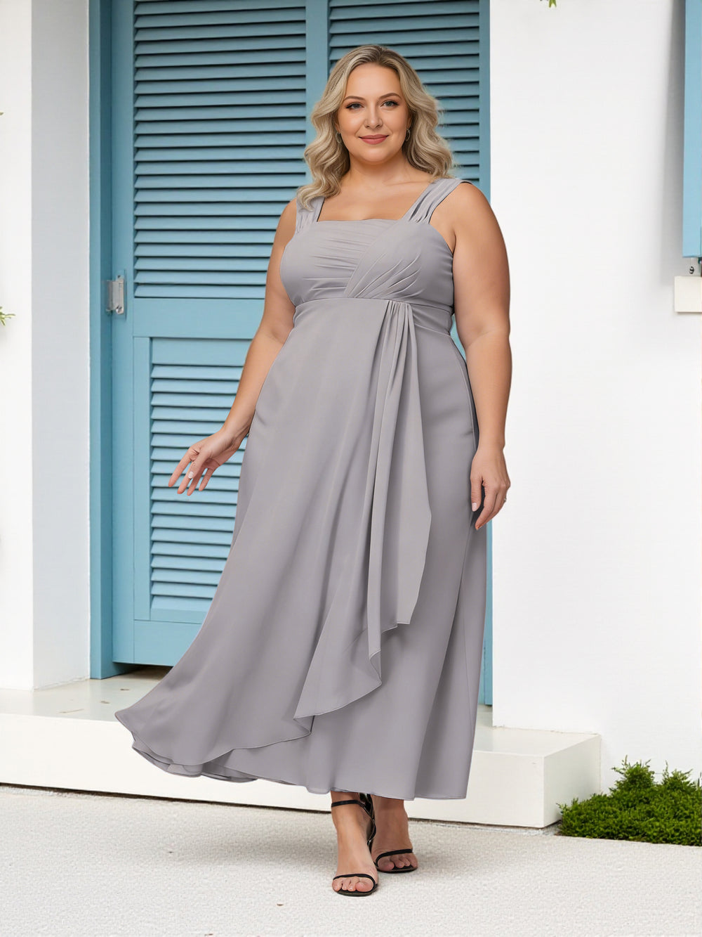 Cicinia Silver Plus Size Mother Of The Bride Dress With Jacket Long Ch