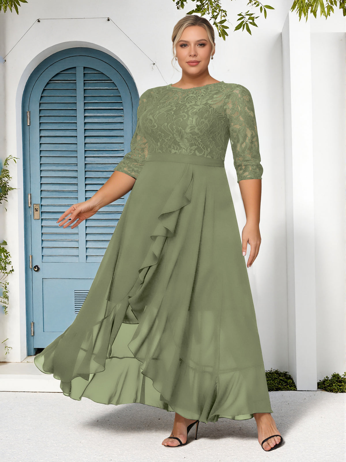 Cicinia Olive Green Mother Of The Bride Dress With Sleeves Plus Size L