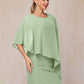 Knee Length Short Sleeves Chiffon Mother Of The Bride Dress