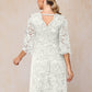 3/4 Sleeves Knee Length Lace Mother Of The Bride Dress