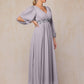 Long Sleeves V Neck Ankle Length Chiffon Mother Of The Bride Dress