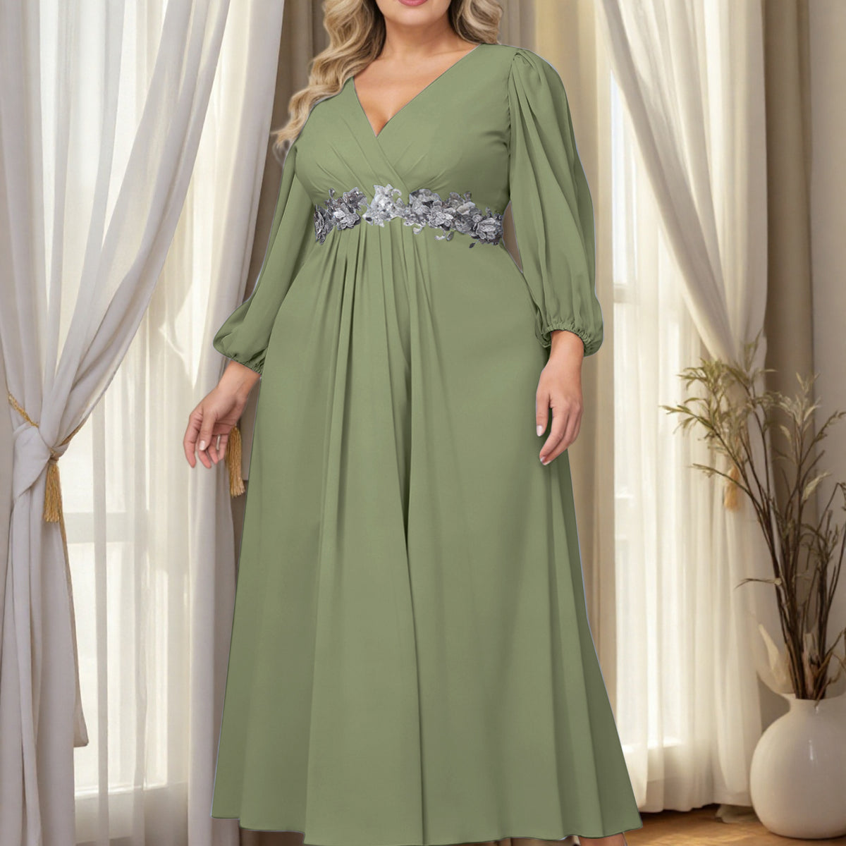plus size olive green dress Unique Vintage Long Sleeve Devon Swing this dress is perfect from day to night Plus-Size Green Dresses | Anthropologie