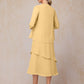 2 Pieces Tea Length Long Sleeves Chiffon Mother Of The Bride Dress