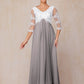 3/4 Sleeves A Line Ankle Length Chiffon Lace Mother Of The Bride Dress