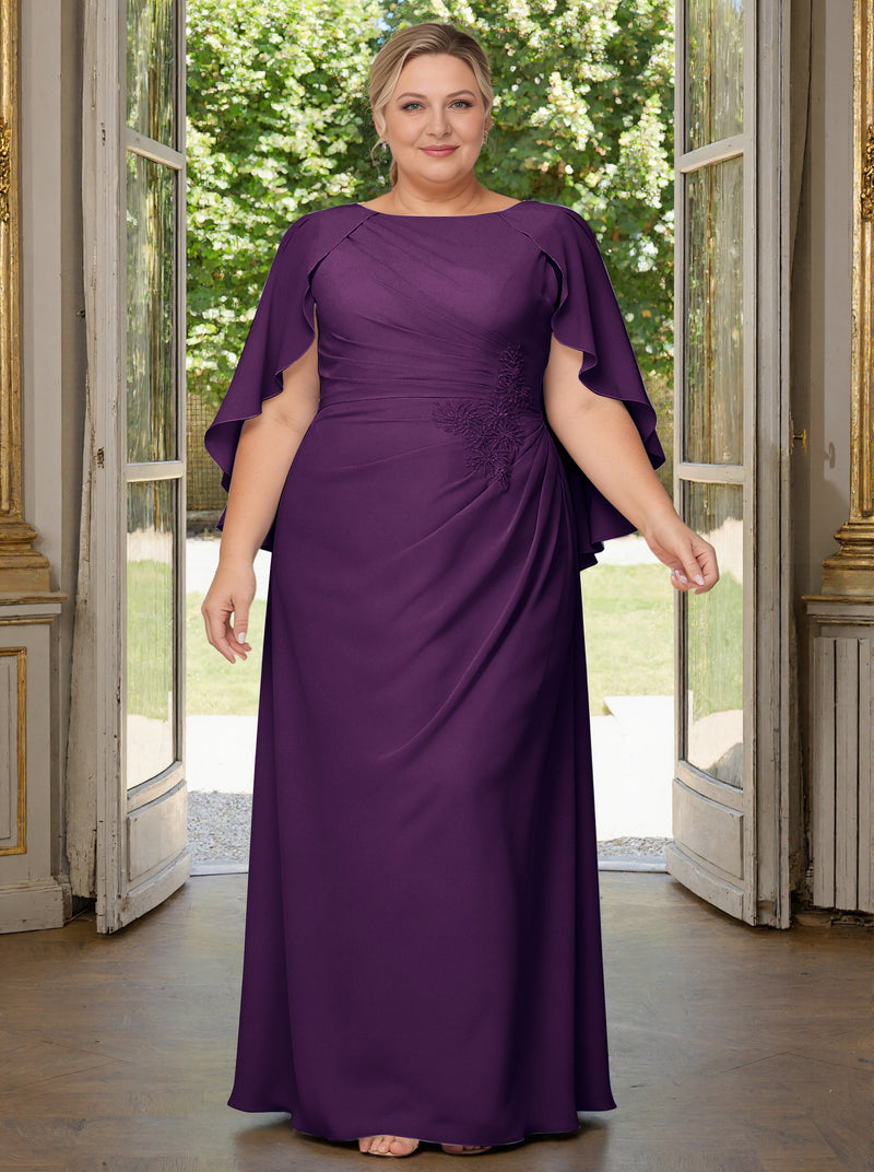 Cicinia Grape Plus Size Mother Of The Bride Dress Long Chiffon Beaded