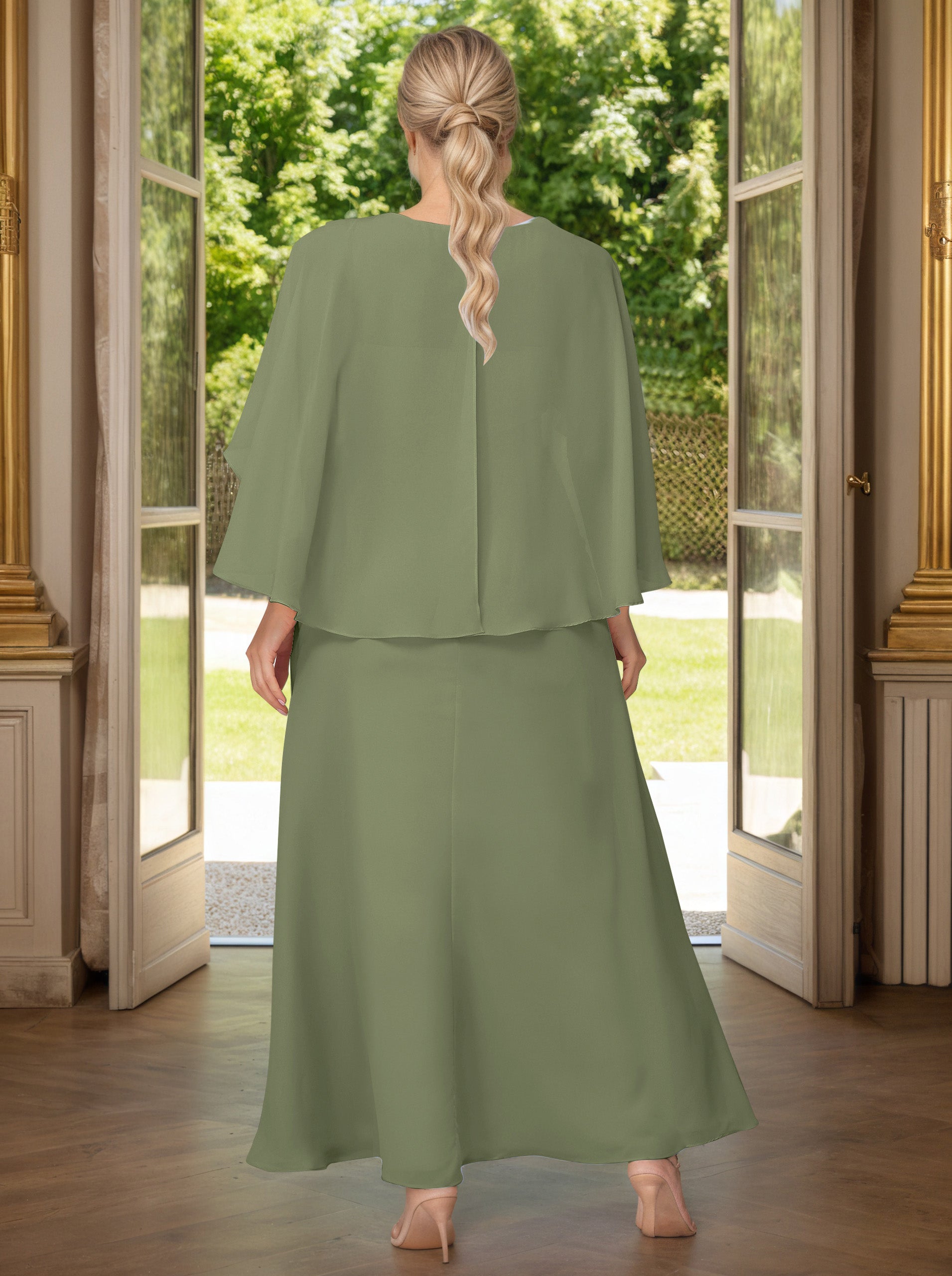 Cicinia Olive Green Plus Size Mother Of The Bride Dress Long Chiffon Beaded Sheath Floor Length Dresses With Cape Sleeves Cicinia Olive Green Plus Size Mother Of The Bride Dress Long Chiffon Beaded Sheath Floor Length Dresses With Cape Sleeves