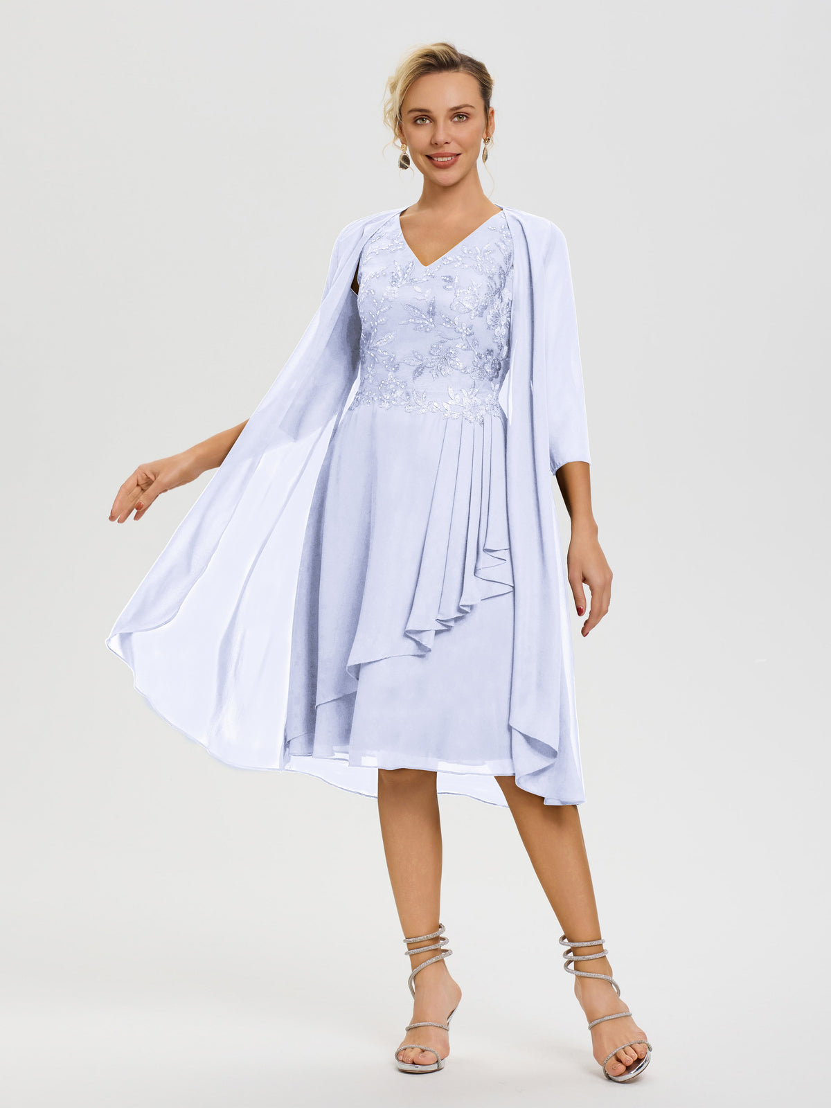 Mother Of The Bride Dresses Watermelon Knee Length 2 Pieces A Line V Neck Appliqued Knee Length Mother Of The Bride Dresses With Jacket