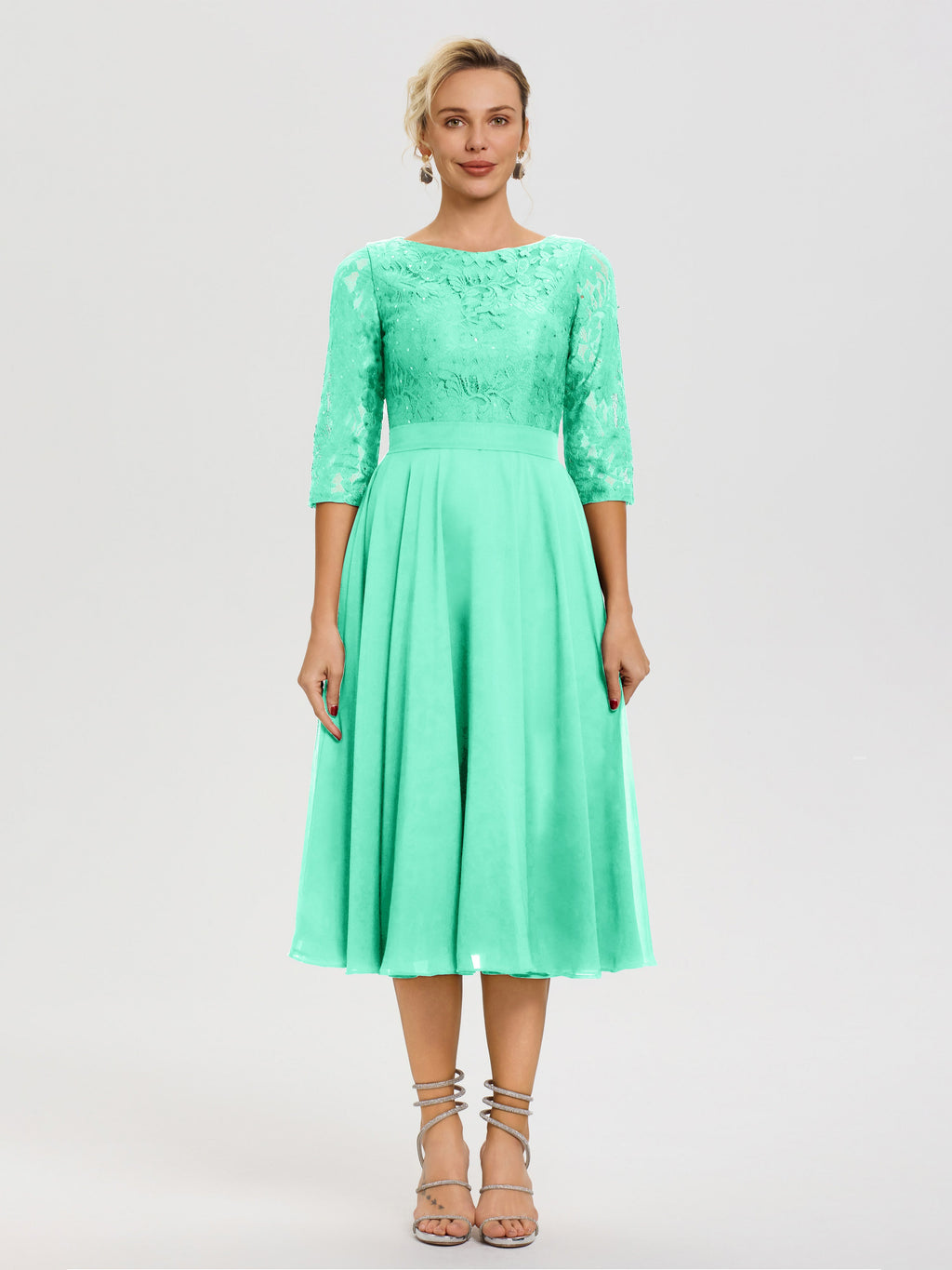 turquoise bridesmaid dresses with lace Turquoise Mother Of The Bride Dresses A Line Lace Top Tea Length Chiffon Mother Of The Bride Dresses
